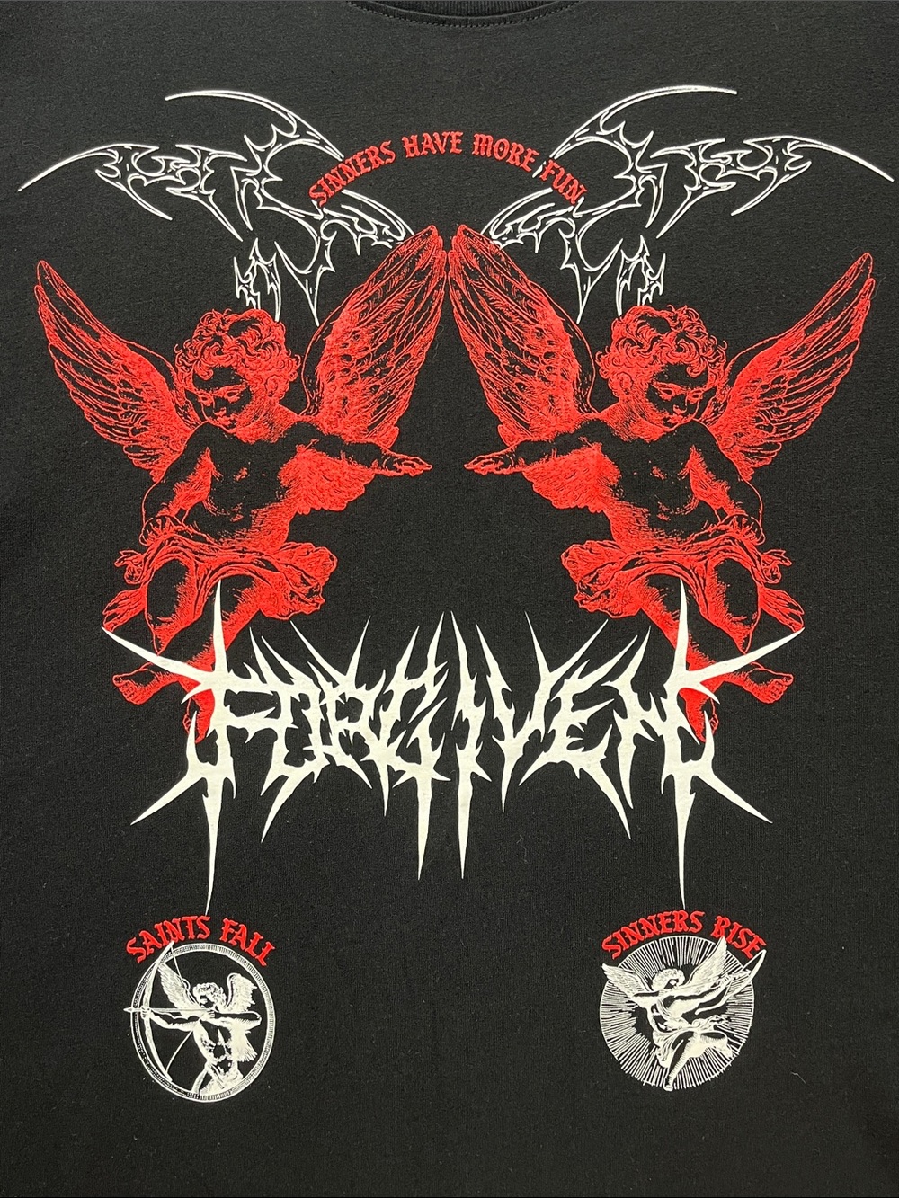 OTL On The Low Sinners Have More Fun Graphic Boxy Fit Tee Black Large NWT